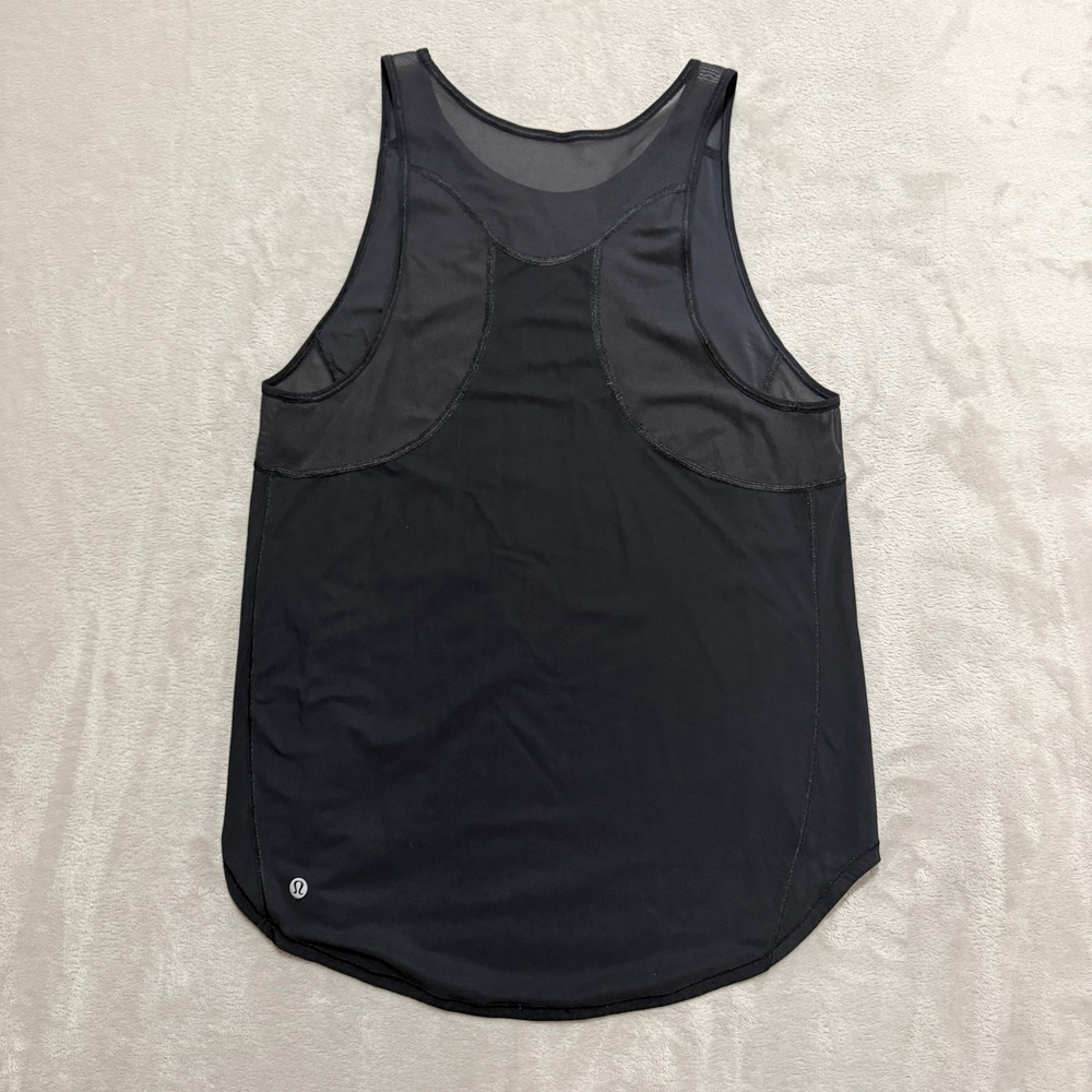 Lululemon Sculpt Tank Top Womens 6 Black Fly Feet Running Mesh Back Activewear - Picture 2 of 6